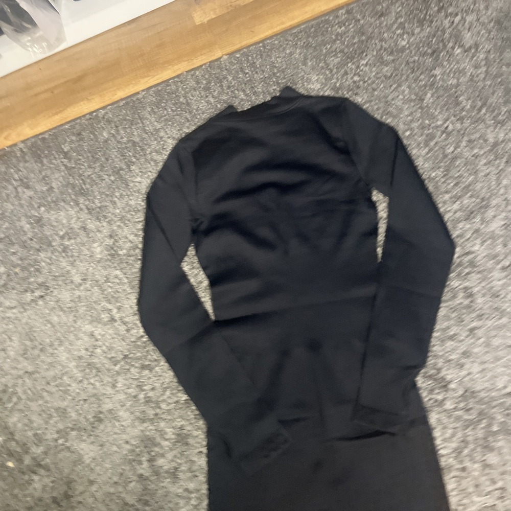 Black Oqq Tummy Control Long Sleeve Dress Thumb Holes Mock Turtleneck Small - Picture 8 of 9
